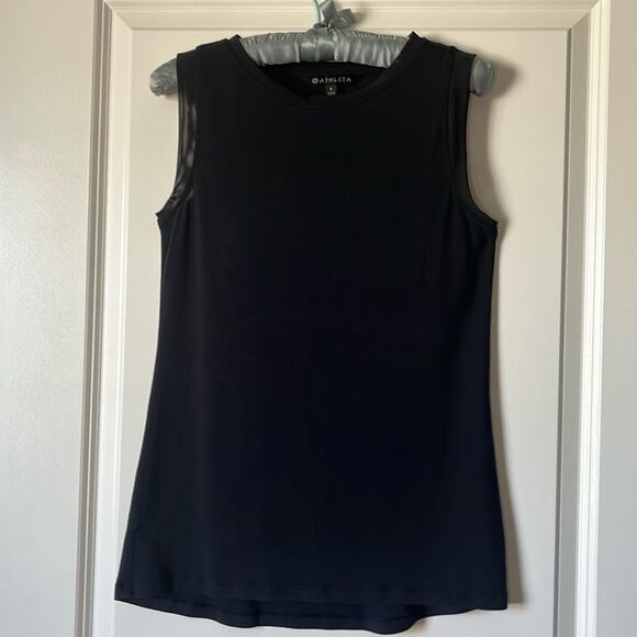 Athleta Black Crewneck Tank Top Lagen look Clean Girl Neutral Gym - Picture 1 of 6